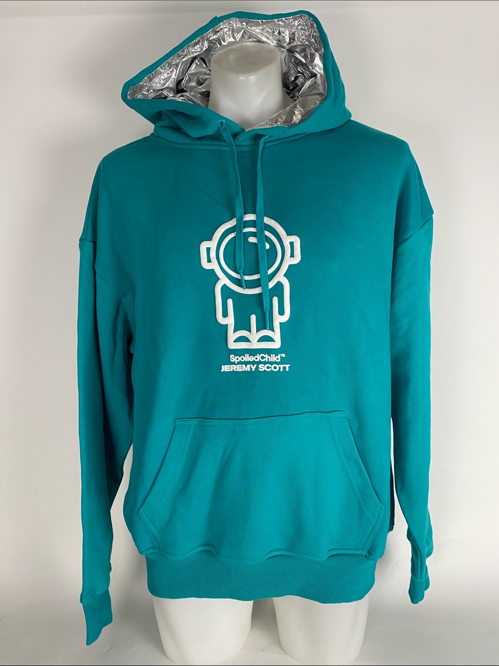 Spoiled Child x Jeremy Scott Limited Edition Explorer Hoodie Teal Cotton Size L